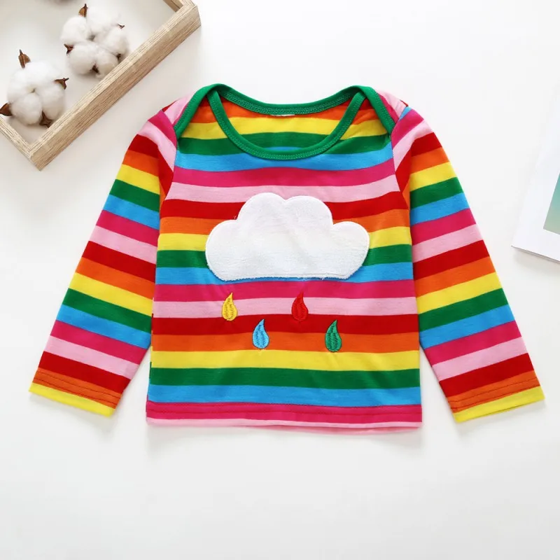 Baby Pige Tøj Efteråret Regnbue Stribet T-shirt Børn, Børn med Lange Ærmer Mode Bløde Bomulds-Toppe Bluse