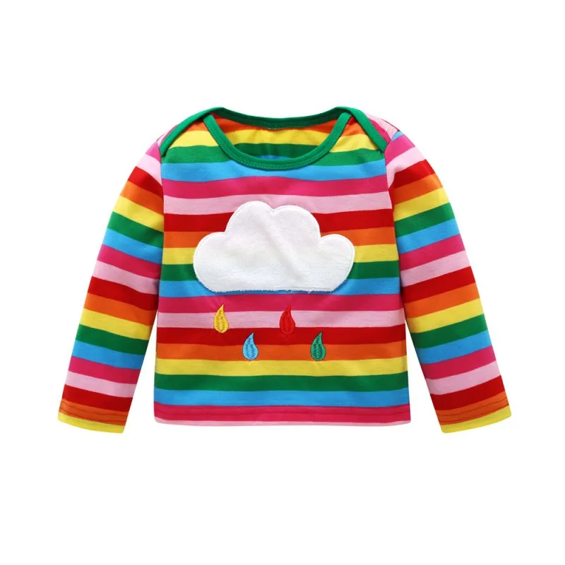 Baby Pige Tøj Efteråret Regnbue Stribet T-shirt Børn, Børn med Lange Ærmer Mode Bløde Bomulds-Toppe Bluse