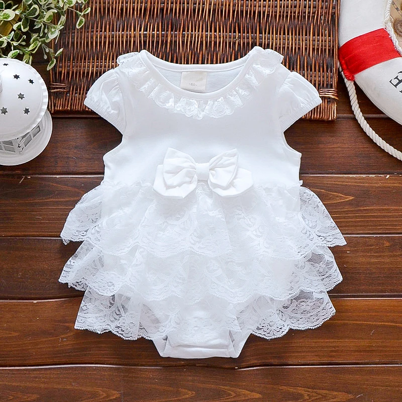 Baby sommer heldragt, infant piger prinsesse kjole baby barnedåb dåb kjole til fest, bryllup 0-3 3-6 6-9 måneder bodysuit