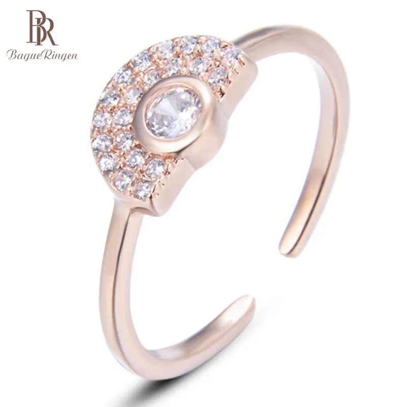 Bague Ringen Koreanske Frisk Sterling S925 Sølv Ring I Rosa Guld Farve Med Skabt Krystal Sten Party Bryllup Smykker