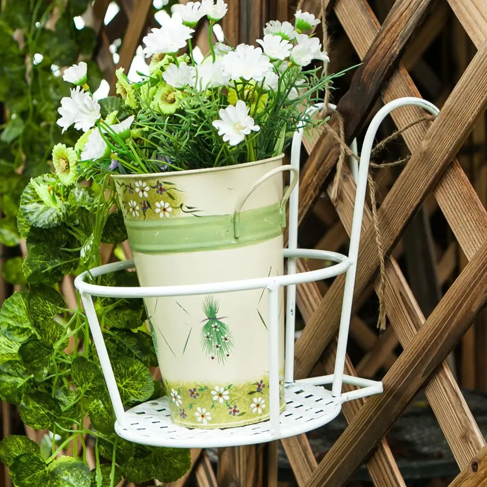Balkon Hængende Plante Stativer Rundt Flower Pot Rack Gelænder-Hegn, Udendørs Vindue Strygejern Bonsai Stå Dekoration
