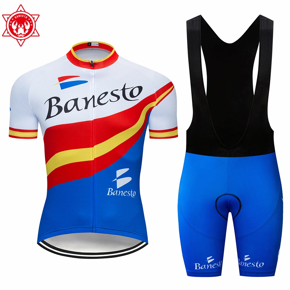 Banesto 2020 Nye Sommer Trøje Sæt Åndbar Team Racing Sports Cykel Trøje til Mænd Cykling Tøj Kort Bike Jersey