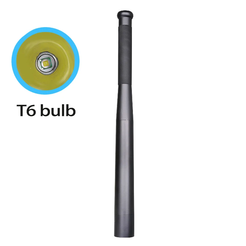 Baseball Bat Lommelygte LED vandtæt aluminium legering Fakkel selvforsvar lommelygte recahrgeable 18650 lommelygte power bank