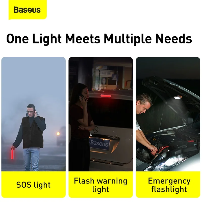 Baseus Sol Genopladelige LED nødlys for Bilen Hjem Hus både Nat Camping Lantern trafiksikkerhed Lampe Falshlight Advarsel Lys