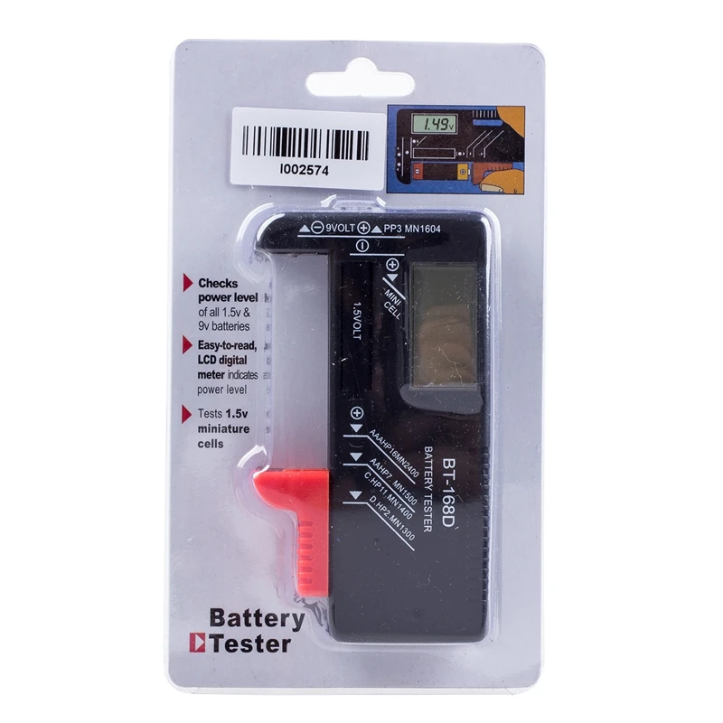 Batteri Tester Volt Checker for 9V og AA 1,5 V AAA Batterier