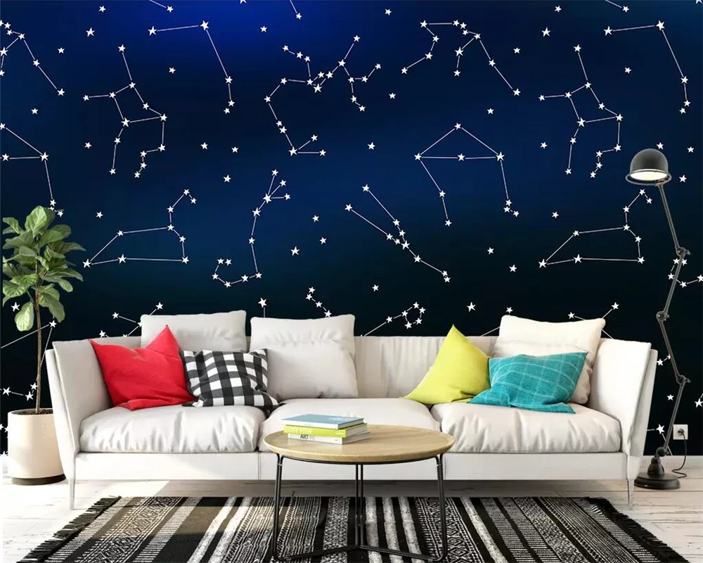 Beibehang Brugerdefineret baggrund foto geometriske stjernehimmel konstellation børn soveværelse baggrund vægmaleri 3D tapet