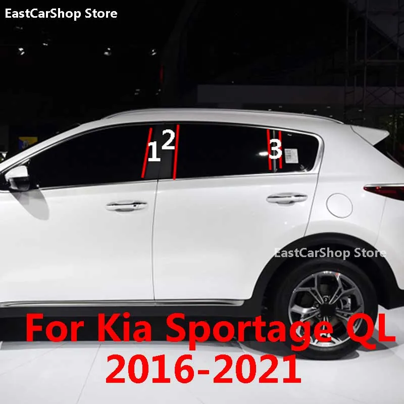 Bil Carbon Fiber Dør Vindue Midterste Kolonne Trim-B-C-Søjle Sort bånd Klistermærke til Kia Sportage QL 2021 2020 2019 2018 2017 2016