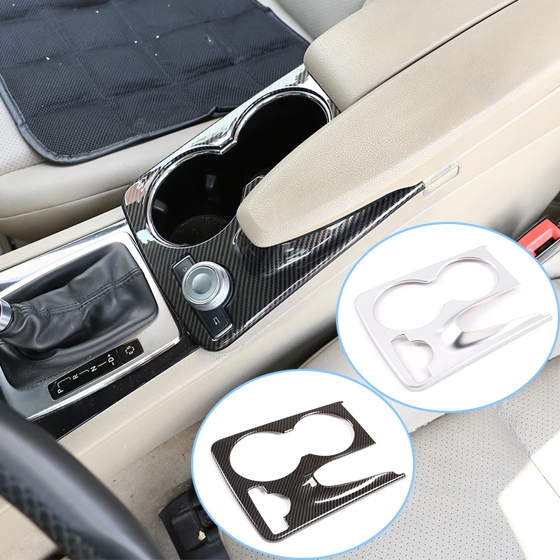 Bil Sølv Carbon Fiber ABS Konsol Vand kopholder Frame Cover Trim til Mercedes Benz GLK X204 2008-