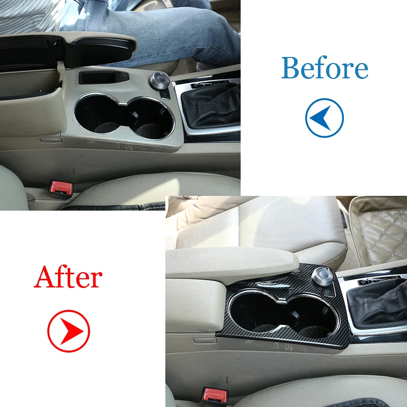 Bil Sølv Carbon Fiber ABS Konsol Vand kopholder Frame Cover Trim til Mercedes Benz GLK X204 2008-
