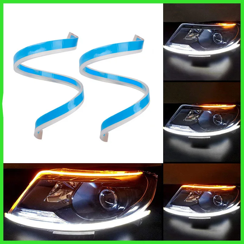 Bilen 12V Fleksible Dagtimerne Kører Lampe LED-blinklys DRL LED-Lys Gul Flyder Forlygte LED Strip Light Vandtæt