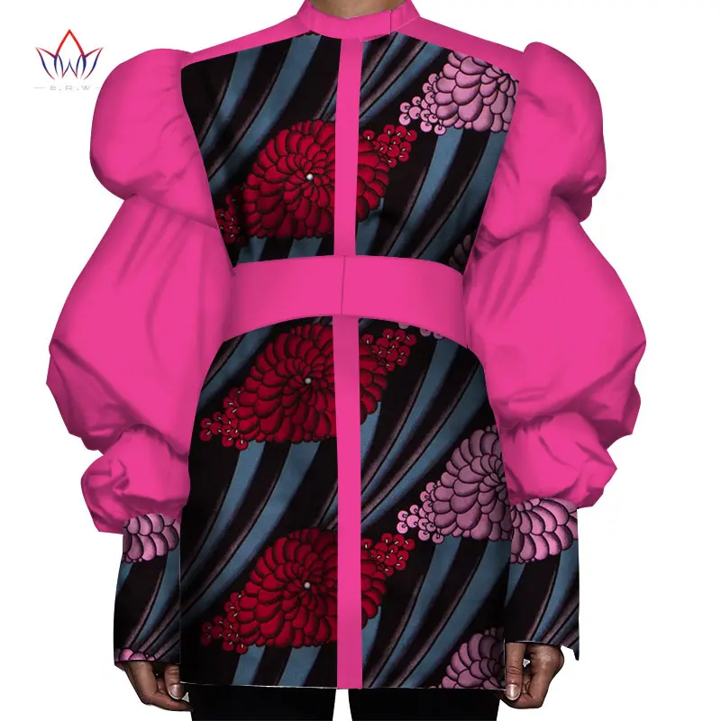 Bintarealwax Afrikanske Voks Top for Kvinder Dashiki Lanterne Ærmer Afrika Tøj Plus Size Traditionelt Afrikansk Tøj WY3000