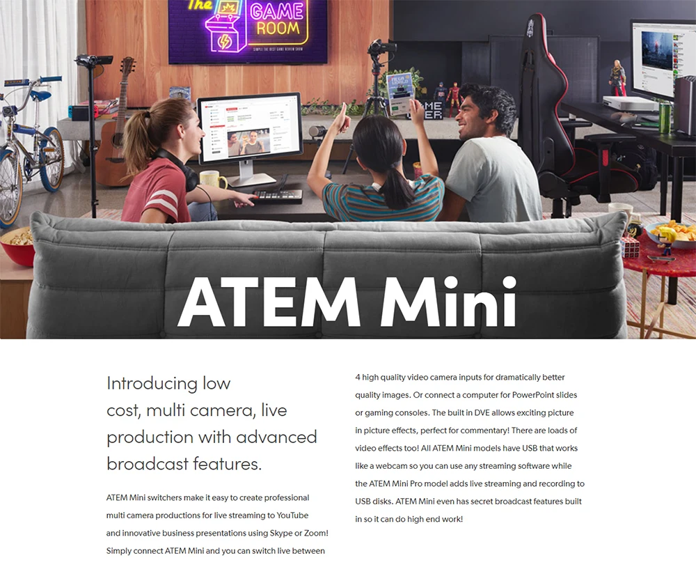 Blackmagic Design ATEM Mini Pro ATEM Mini HDMI Live Stream Switcher Multi-visning og Optagelse af Nye Funktioner ATEM Mini Pro ISO
