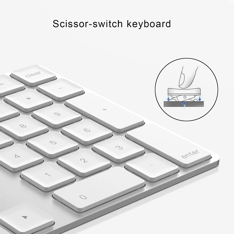 Bluetooth 3.0 Trådløse Numeriske Tastatur 34 Nøgler Digitale Tastatur til Regnskab Kasserer Windows, IOS, Mac OS, Android PC Tablet Laptop