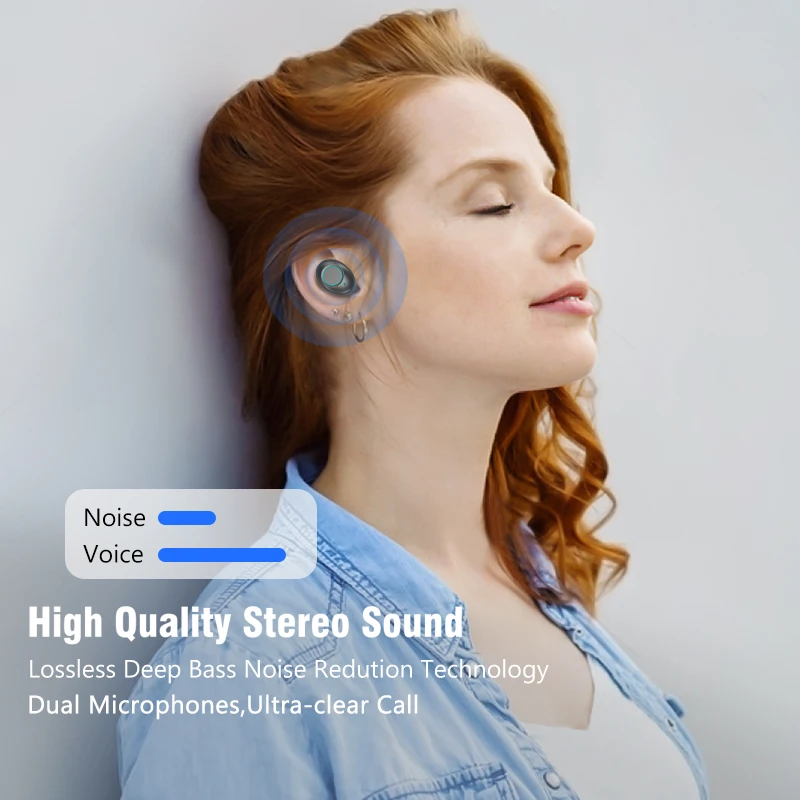 Bluetooth-V5.0 Hovedtelefoner, Trådløse Hovedtelefoner, 6D Sport Stereo Trådløse Hovedtelefoner Øretelefoner Headset 4000 mAh Strøm Til iPhone Xiaomi