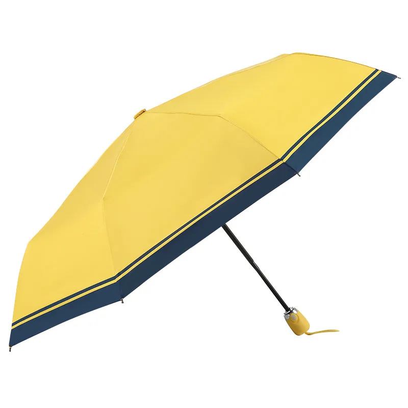 Blå-gule striber Folde Paraply i Regnen For Mænd Vind-Resistent Sort Belægning Parasol Kvinder Store Vindtæt Blå Regn Paraplyer