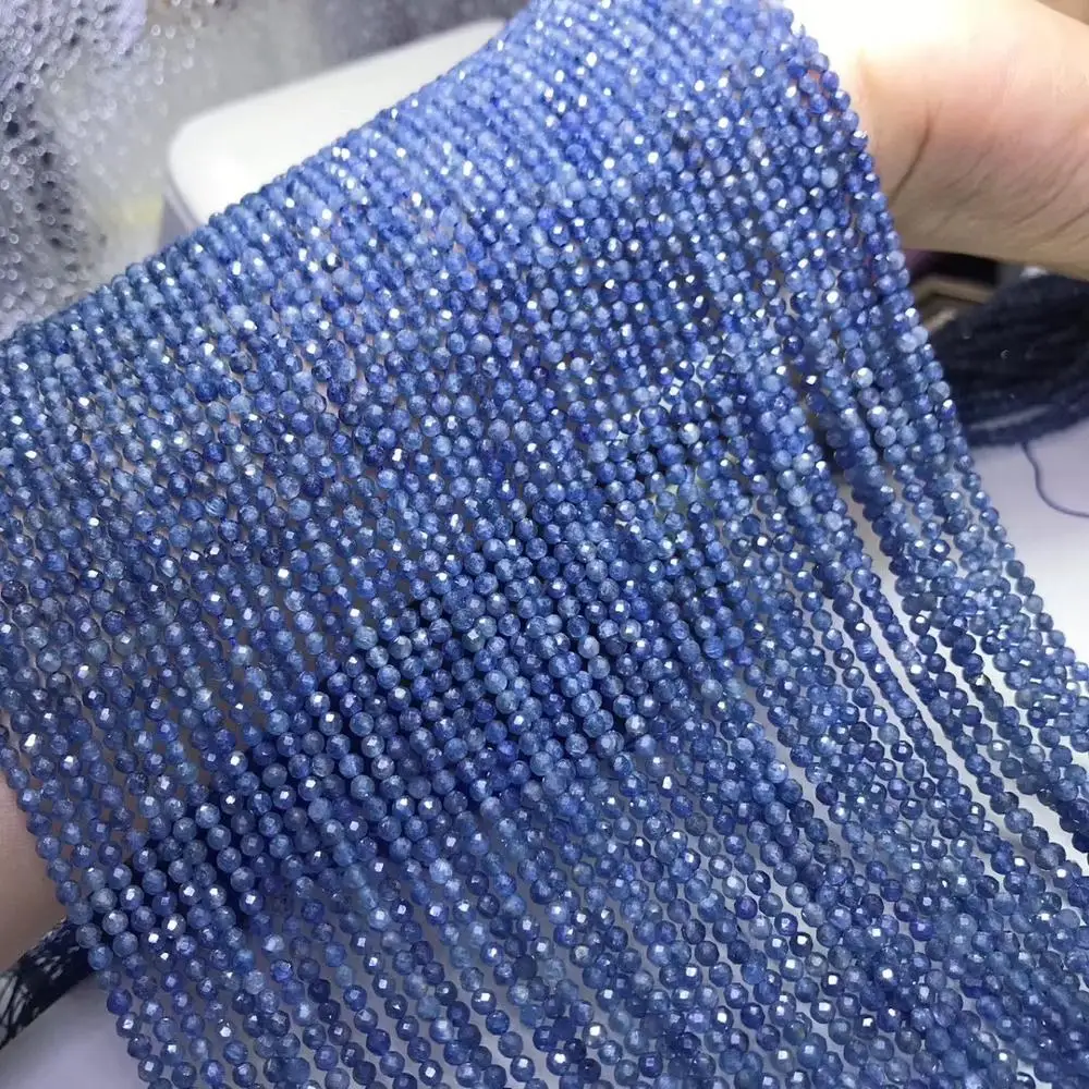 Blå safir runde facetslebne 2/3/4 mm til gør det selv smykker at gøre løse perler FPPJ engros perler natur gemstone