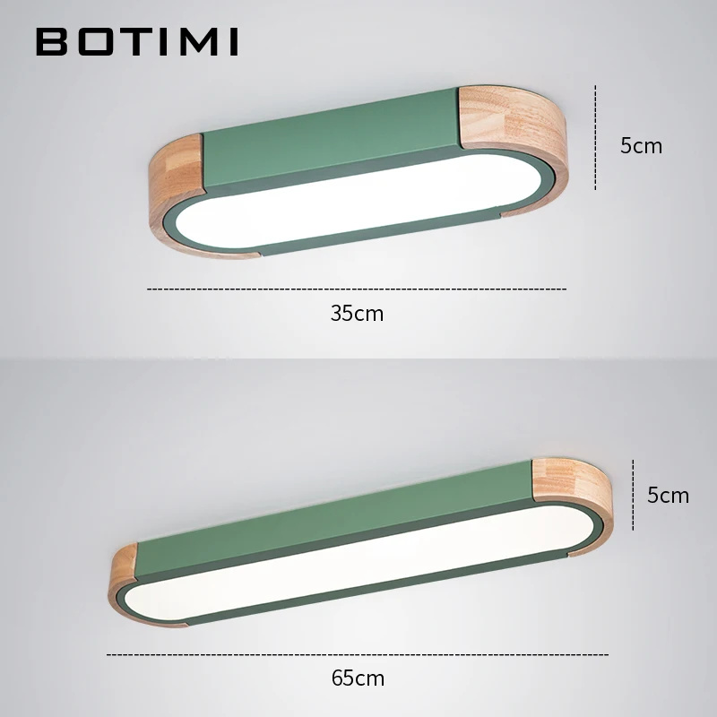 BOTIMI Kontor 220V LED-loftsbelysning Med Metal Lampeskærm Til Stue Lang Formet Soveværelse Træ Overflade Monteret Belysning