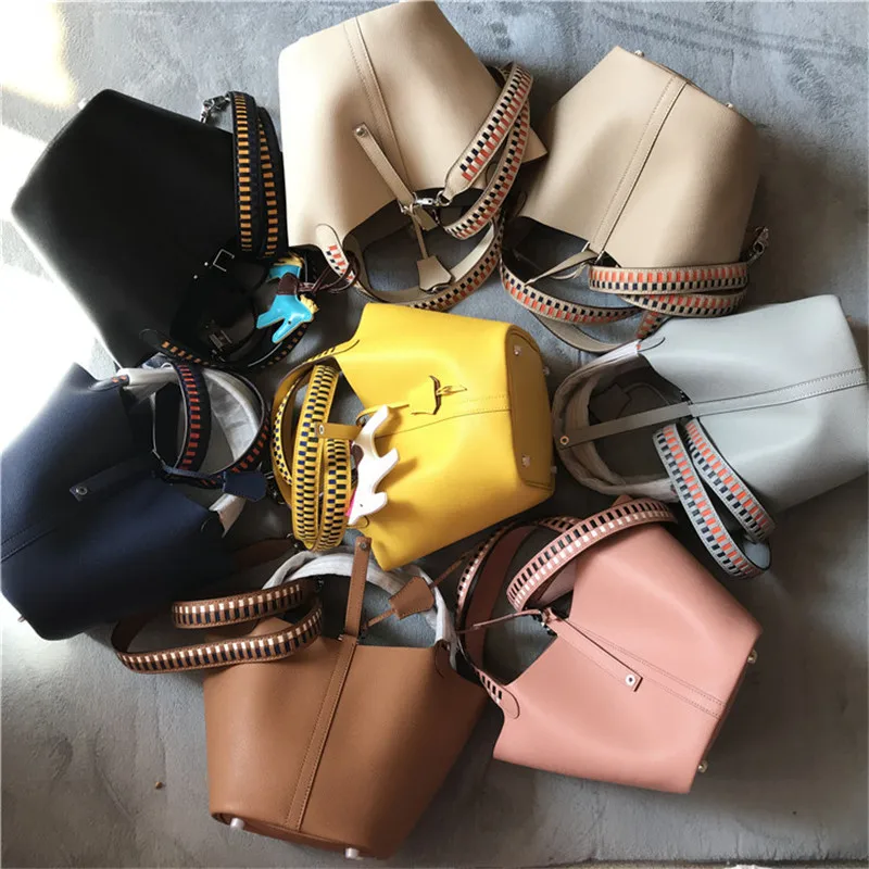 Brand designer Ægte Læder håndtasker kvinder tote Taske luksus damer hånd tasker Kvindelige Spand skuldertaske bolso sac vigtigste femme