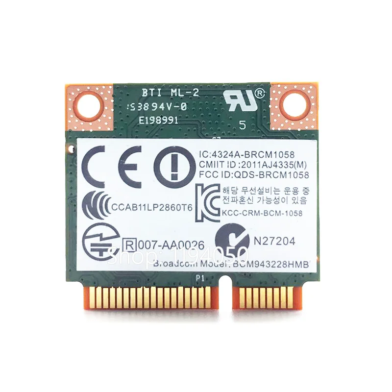Broadcom BCM943228HMB BCM43228 2,4 Ghz /5 ghz Trådløse 802.11 A/B/G/N OG BT Bluetooth 4.0 Halvdelen MINI-PCI-E WIFI-Kort BCM943228