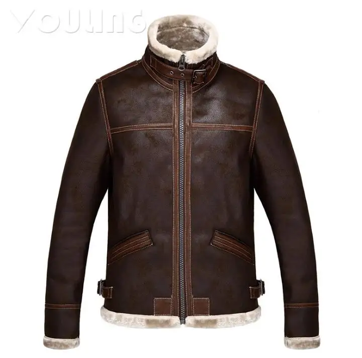 Brown herre læder motorcykel jakke korte pels til mænd jakker faux pels tøj personlig jaqueta de couro street efterår, vinter
