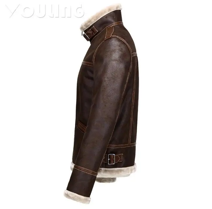 Brown herre læder motorcykel jakke korte pels til mænd jakker faux pels tøj personlig jaqueta de couro street efterår, vinter