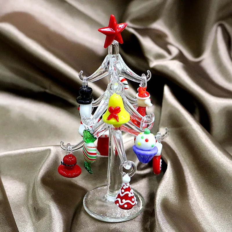 Brugerdefineret Håndlavede Murano Gennemsigtigt Glas juletræ Figur Ornamenter Xmas Udsmykning 12pcs Charms Tilbehør Vedhæng Gave