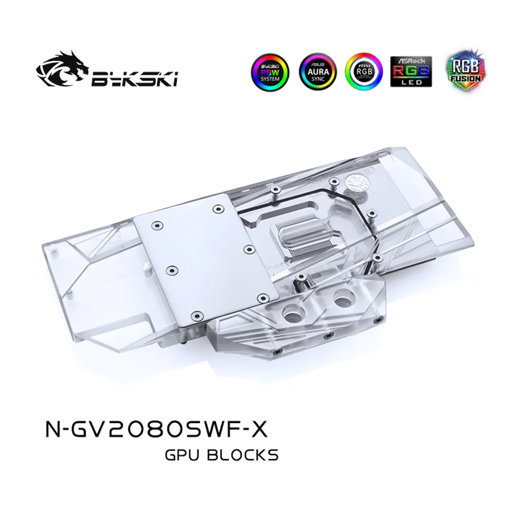 Bykski GPU Vand Blok Fuld Dækning Blokere For Gigabyte RTX2080/2070 Super WINDFORCE VGA Watercooler Heatsink RGB-N-GV2080SWF-X