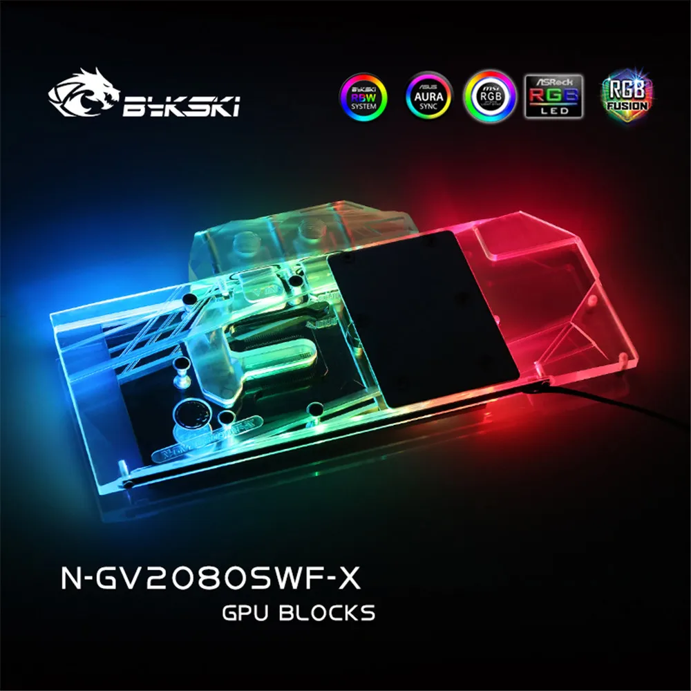 Bykski GPU Vand Blok Fuld Dækning Blokere For Gigabyte RTX2080/2070 Super WINDFORCE VGA Watercooler Heatsink RGB-N-GV2080SWF-X