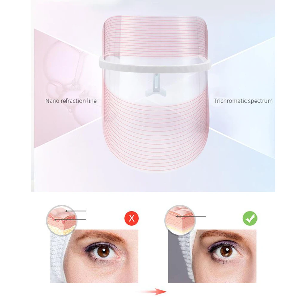 Bærbare Lys Ansigt Terapi LED Facial Mask Skønhed Huden Foryngelse Maske Rynke 3 Farve SPA Beauty Anti Aging hudpleje Værktøjer