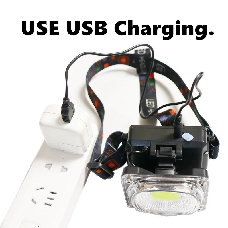 Bærbare mini COB LED Forlygte USB-opladning, Udendørs camping Fiskeri forlygter Arbejde, Vedligeholdelse Søgelys lanterne lommelygte