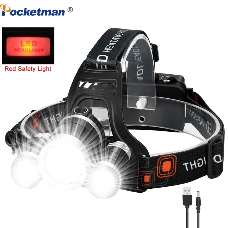 Bærbare T6 LED-Lygten, Lygten, Lommelygte, pandelampe LED Lommelygte Lys til Udendørs Camping Fiskeri Med USB-Oplader
