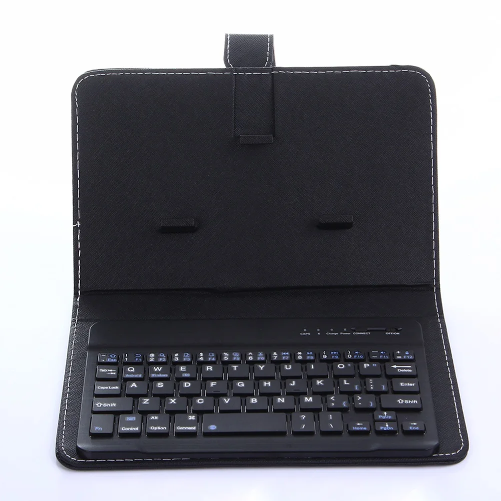 Bærbart Trådløst Bluetooth-Tastatur med Faux Læder taske til iPhone Telefon - /iOS - /Android/Windows Universal Tastatur