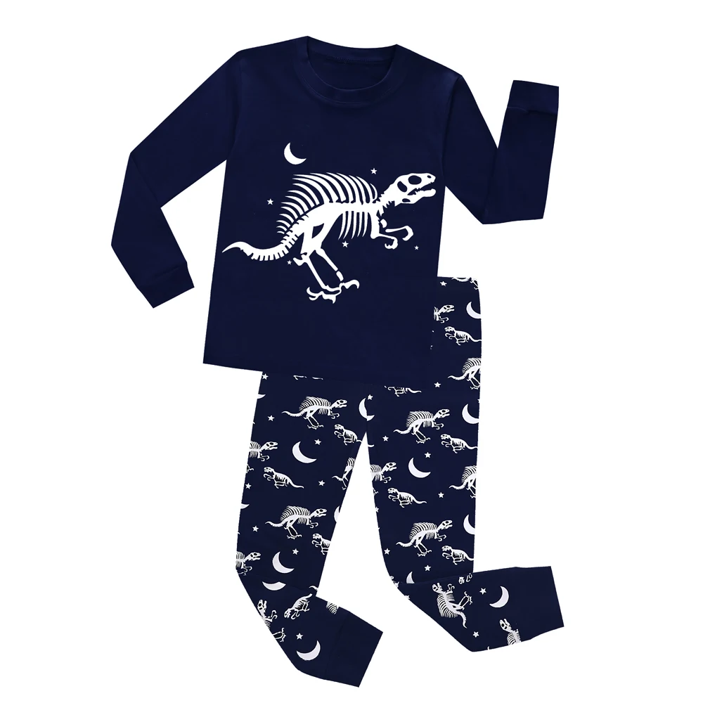 Børn 2pc Fuld Ærme Glød i Mørke Pyjamas Pijama Infantil Børn, Dreng, Børn Drenge Pyjamas Pyjamas Sæt Børnene Dinosaur Pyjamas