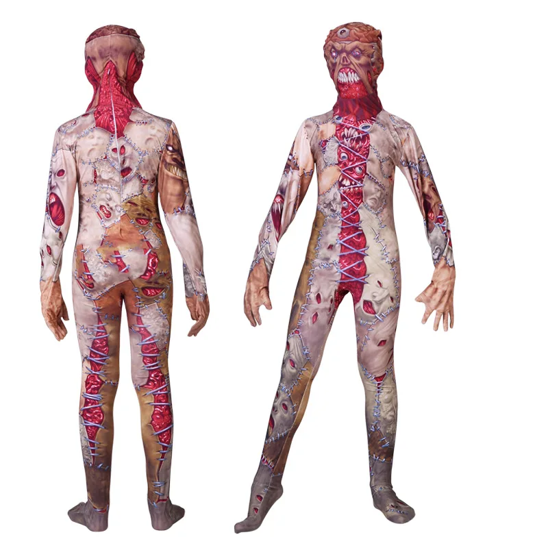 Børn Drenge Skelet Djævel Kostume Horror Skræmmende Zombie Halloween Kostume Til Cosplay Forklædning Kraniet Buksedragt Full Body Zentai Dragt
