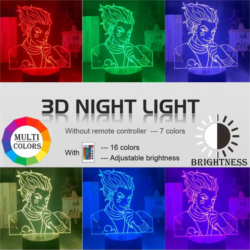 Børn Nat Lys Gave Led Touch Sensor Farverige Soveværelse Nightlight Animationsfilm Hunter X Hunter Indretning, Lys Cool 3d Lampe Hisoka Gadgets