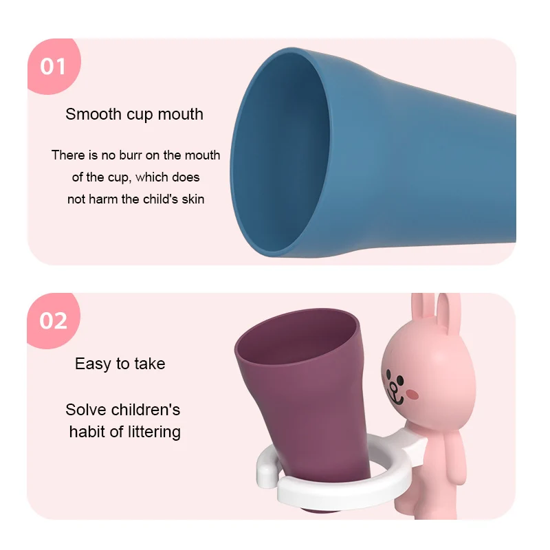 Børn tandbørsteholder vægbeslag Indsætte Baby Tandbørstning Cup Sikkert, Ikke-giftige Vask Kop Stærk Anti-Fald Badeværelse Forsyninger