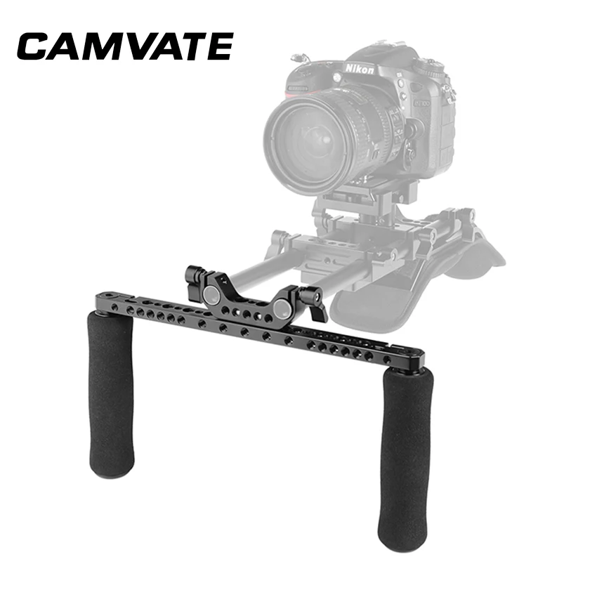 CAMVATE Universal Svamp Håndtag, Greb Med Ost Bar &15mm Dobbelt Rod Klemme Adapter Til DSLR-Kamera Skulder Rig Support System