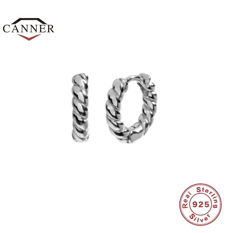 CANNER Enkle Stil 925 Sterling Sølv Cirkel Øreringe Til Kvinder Spiral Rundt Piercing Earings Smykker Pendientes