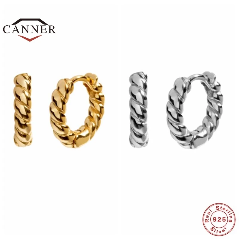 CANNER Enkle Stil 925 Sterling Sølv Cirkel Øreringe Til Kvinder Spiral Rundt Piercing Earings Smykker Pendientes