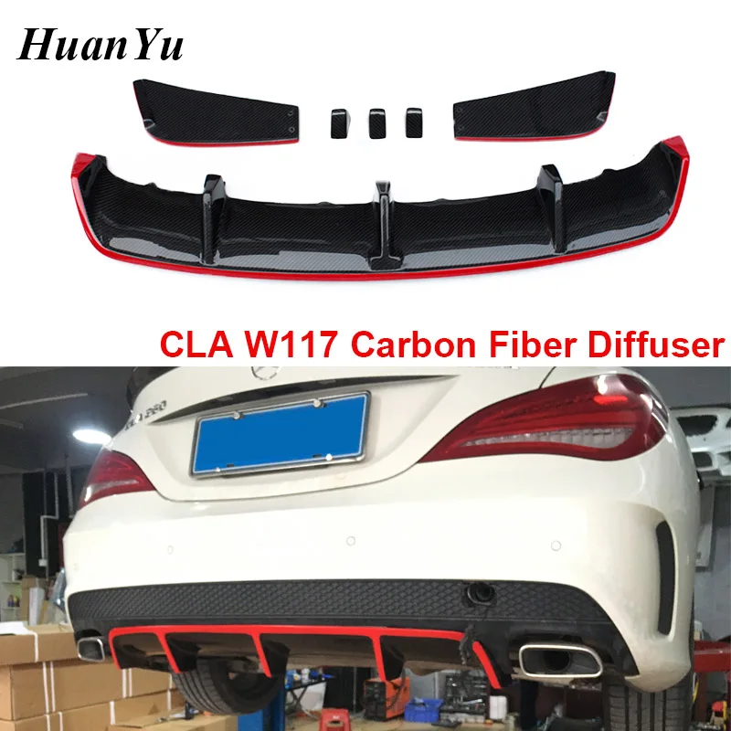 Carbon Fiber W117 Bageste Kofanger Diffuser for Mercedes-benz CLA-Klasse Læber AMG Pakke CLA45 CLA180 CLA200 CLA250 2016