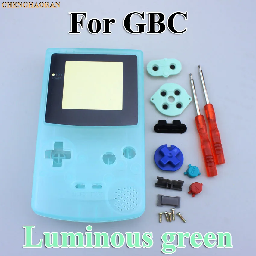 ChengHaoRan 1 sæt Lysende Blå Grøn Fuld Boliger Shell Dække Sagen til Nintend Gameboy Color GBC Udskiftning af Reservedele kit