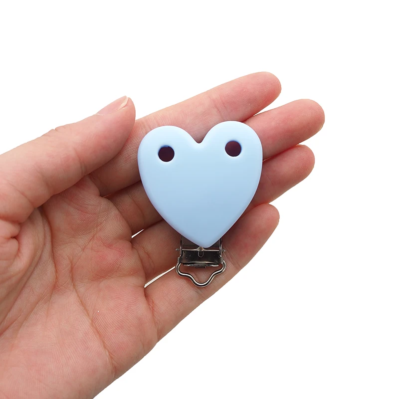 Chenkai 10STK Silikone Hjertet Bidering Klip Dummy Pacifier Klip For DIY Baby Sygepleje Pacifier Klip Sut Kæde Toy BPA-Fri