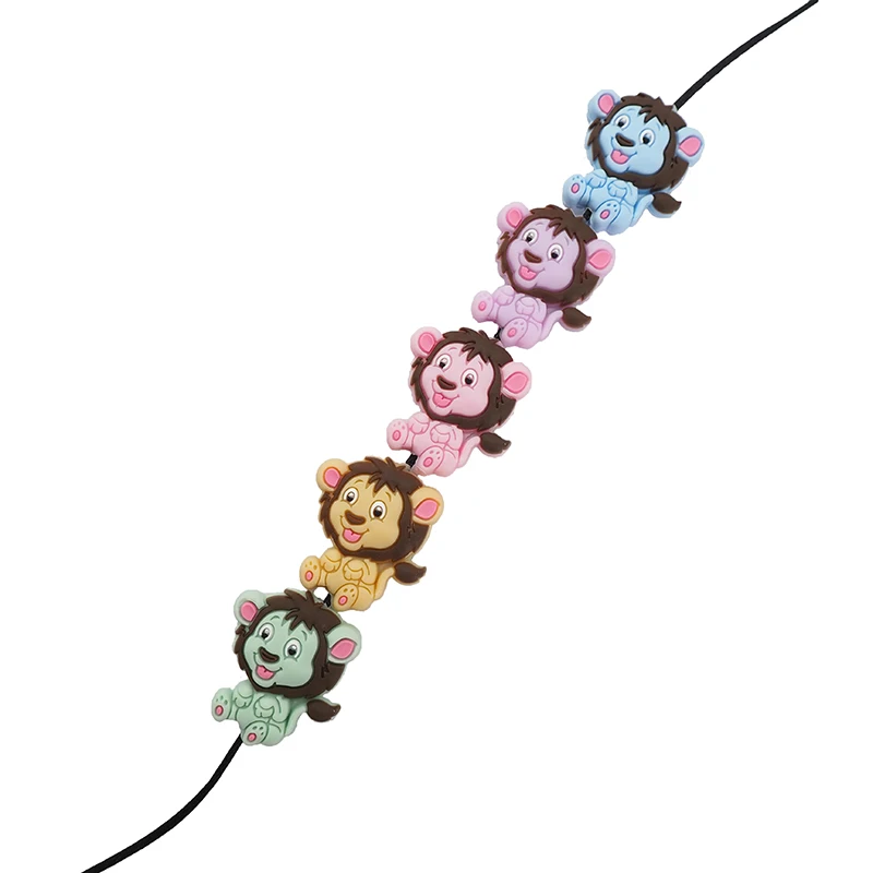 Chenkai 50STK Lion Formede Silikone-Perler Baby Dyr Tegnefilm Perler Bidering Til at Gøre Småbørn Beroligende Charme og Kæde Smykker Gave