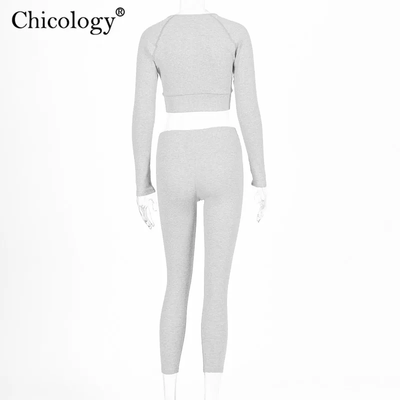 Chicology slim fit afgrøde top højde talje lange bukser kvinder 2 to stykke matchende sæt 2019 efterår og vinter kvindelige sportslige tøj
