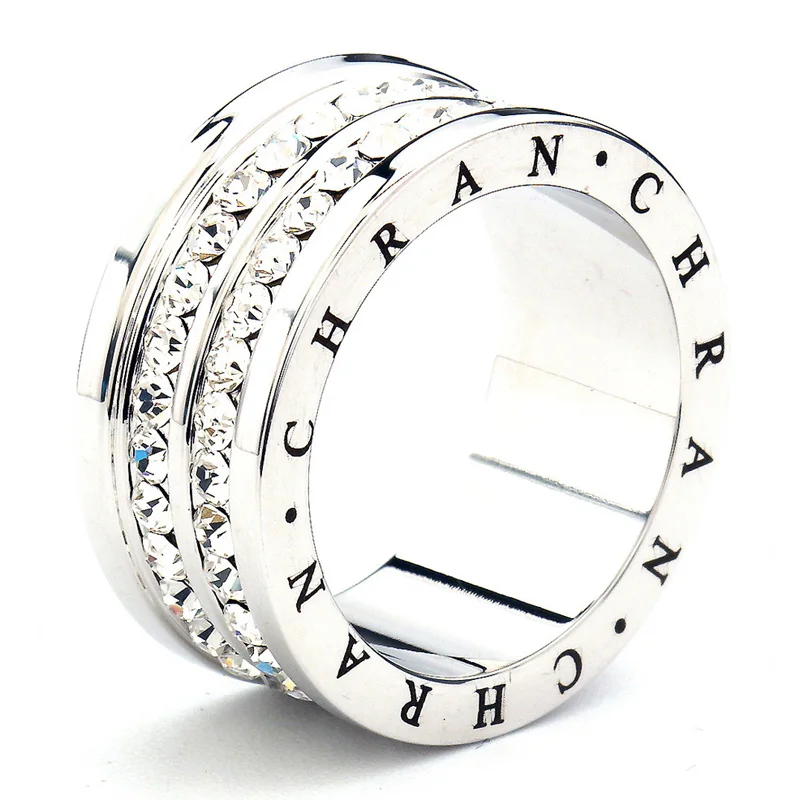 Chran Mærke Kostume Bryllup Smykker Finger Ringe Mode 2 Rækker Crystal forlovelsesringe for Kvinder