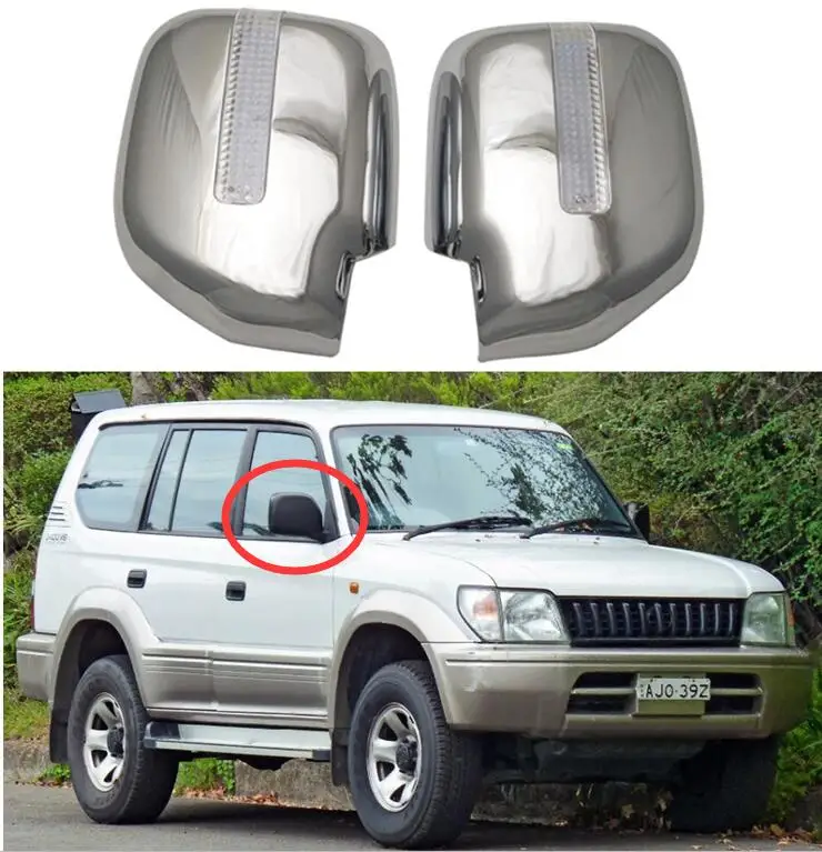 Chrome rearview spejl cover Til Toyota Land cruiser Prado fj90 3400 Spoiler SUV ABS-Bil Styling tilbehør med LED