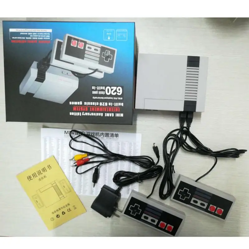Classic 8 Bit Spil Konsoller Professionelle System Til NES-Spil-Afspiller Indbygget 620 TV, Video, Spil Med Dual Controller EU Stik