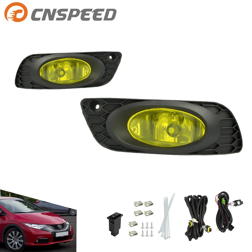 CNSPEED Tåge lys for 2012 Honda Civic 4Dr Sedan OS, TYPE tåge lygter Klar/gul/røg Tåge Kørsel Lygter, Kørelys