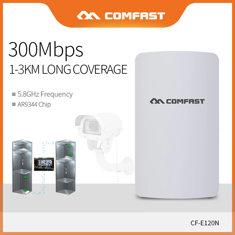 Comfast 1-3KM 300Mbps langtrækkende Trådløse Udendørs Bro 5,8 Ghz WiFI Adgang Extender Signal Forstærker Til IP-Kamera CF-E120A
