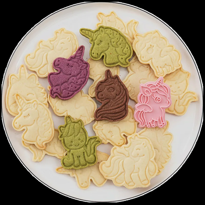 Cookie Cutters 3D Unicorn Kiks Model Slibemidler Part Forsyninger Sæt, Action Figurer, Kiks DIY Fødselsdag Legetøj Til Børn Pige